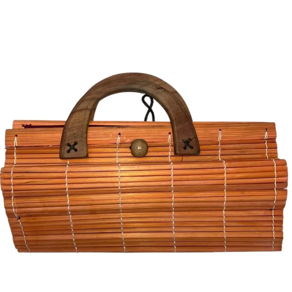 orange wood slats hand bag purse